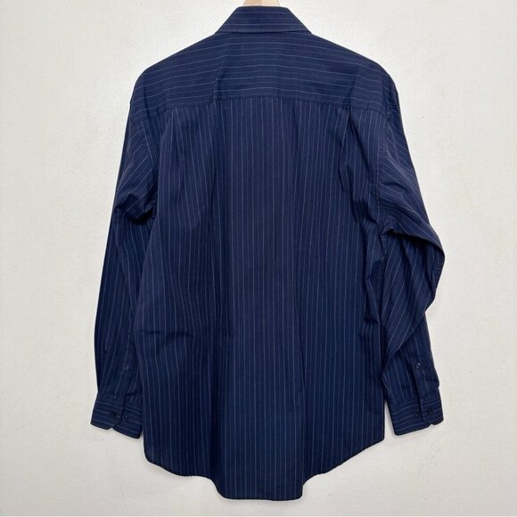 Balmain Paris Mens Medium 15.5 Pinstripe Navy Dress Shirt - Picture 13 of 13